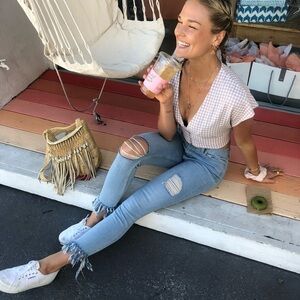 Free People Great Heights Frayed Skinny Jeans